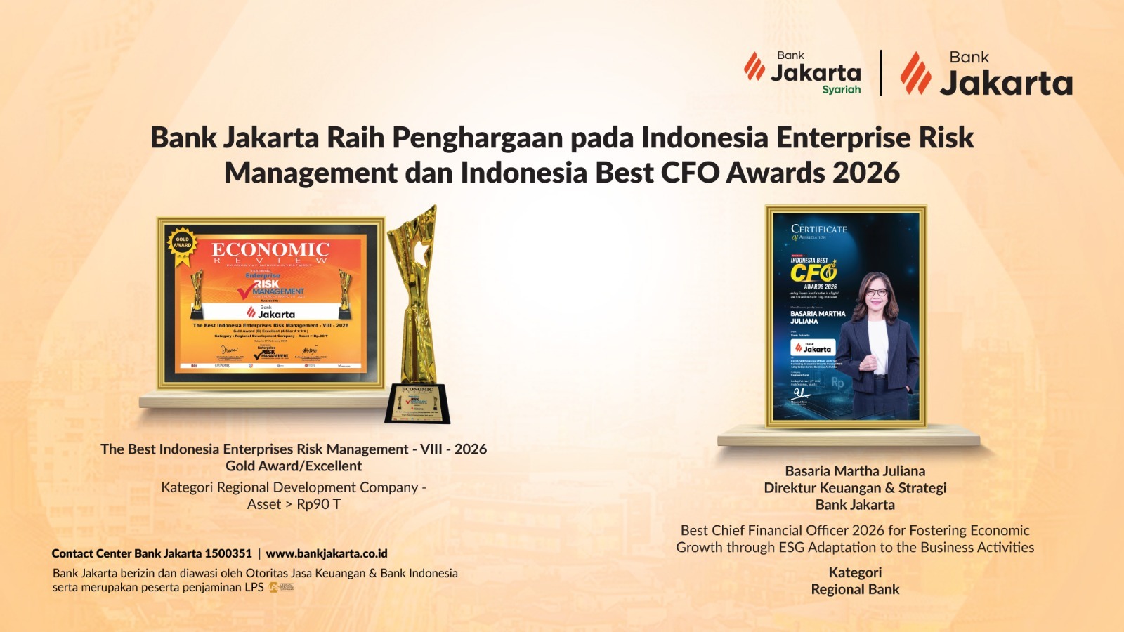 Bank Jakarta Raih Penghargaan Indonesia Enterprise Risk Management dan  Indonesia Best CFO Awards 2026